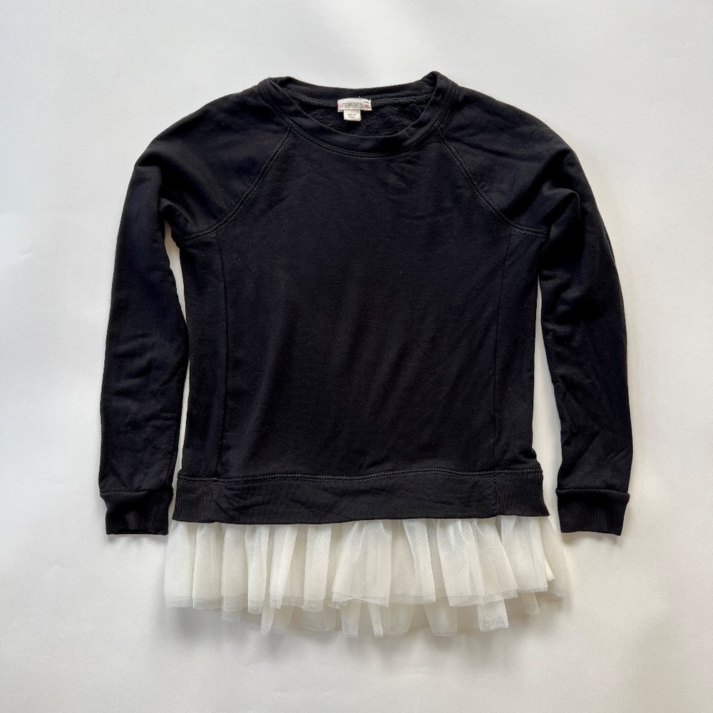 Crewcuts Holiday Sweater Top with Tulle Trim - Kids Size 8